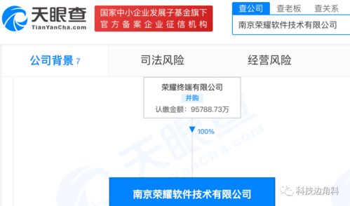 榮耀在南京成立軟件技術公司，注冊資本超9.57億元，加碼信息技術咨詢服務